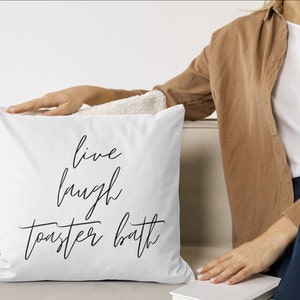 Live Laugh Toaster Bath Polyester Square Pillow