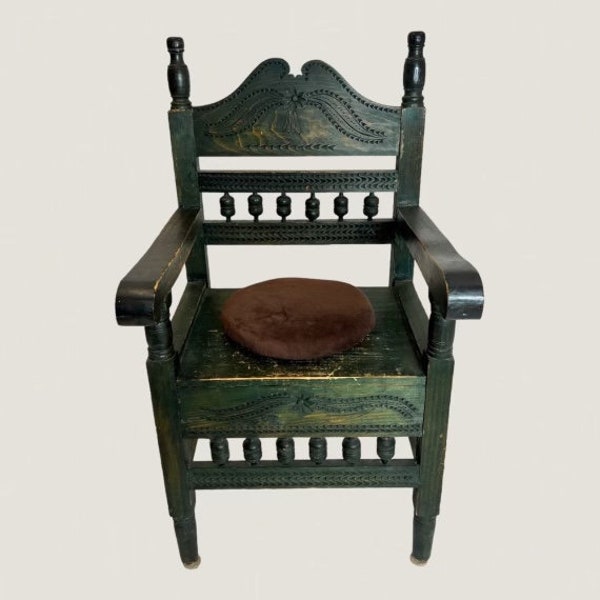 Antique 18th Century Mexican Hand-Carved Hacienda Arm Chair