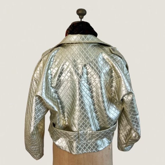 Vintage Gold Quilted Leather Jacket - image 2