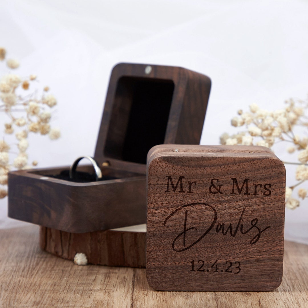 Custom Wooden Ring Box,engraved Ring Box,engagement Ring Box,customized