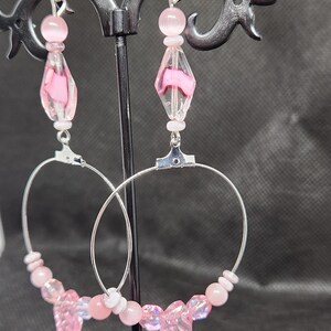 pretty pink beaded hoops