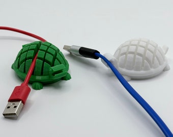 Cute Turtle Cable Holder for Phone, Tablet and Other Devices - Business Card Holder - Desktop Cable Management