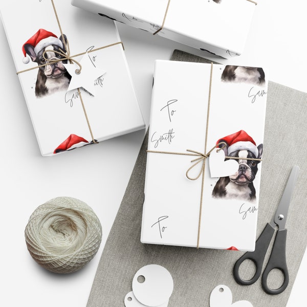 French Bulldogs Personalized Wrapping Paper - Unique gift for loved ones -  Nordic Design - Minimalistic -  Made in USA - 3 Lenghts