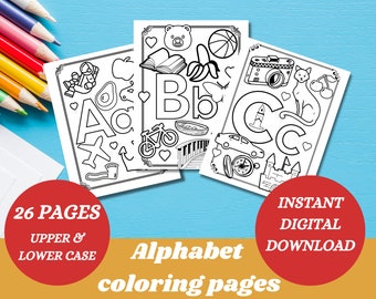 Printable kids alphabet coloring pages, coloring pages, kindergarten, preschool worksheet, homeschool activity, montessori printables