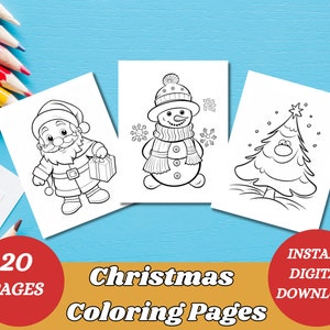 Christmas Coloring Pages, Christmas Printable, Holiday Coloring, Christmas Coloring, 20 pages, Digital Download, Santa, Christmas Activities