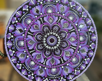 12" Original Hand-Painted Wooden Wall Hanging With Mirrors | Dot Art Mandala | Mandala Painting