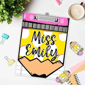 Personalized Teacher Clipboard – Cute Pencil Name Design – Custom Teacher Gift – Teacher Appreciation Gift – Back to School Supplies