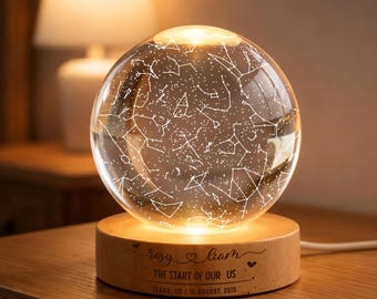Personalized 3D Crystal Ball Star Map, Custom Night Sky Sphere by Date, Anniversary Gift for Boyfriend, Engagement Gift Hold Our Night