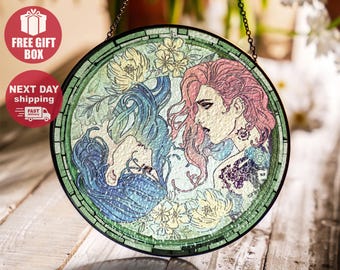 Vi Inspired Suncatcher, Caitlyn Unisex Suncatcher, Glass Suncatcher Ornament, Graphic Caitlyn Vi Suncatcher, Arcane Suncatcher