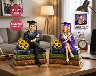 Personalized Graduation 2D Flat Wooden Plaque, Class Of 2026, Gift for Her Him Daughter Son Friend, Custom Name Keepsake