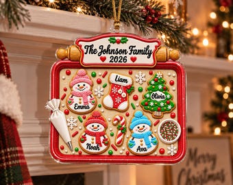 Personalized Family Gingerbread Ornament, Family Name Christmas Ornament, Family Ornament, Grandparents Gift, Family of 5 6 7 Ornament