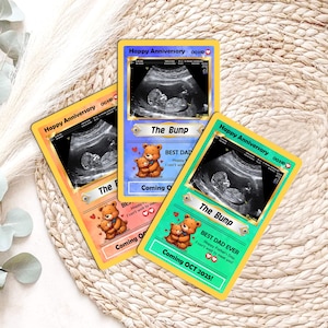 Carte photo personnalisée pour échographie, carte Pokémon, cadeau pour futur papa offert par votre ventre, cadeaux pour nouveau papa offerts par votre femme, carte portefeuille pour papa, carte pour la fête des pères