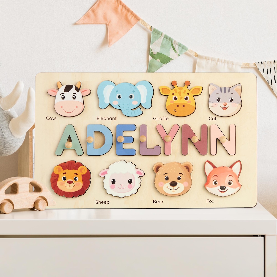 Name Frame Toy Personalized Wooden Name Puzzle, Custom Busy Board Toy, Nursery Decor ...