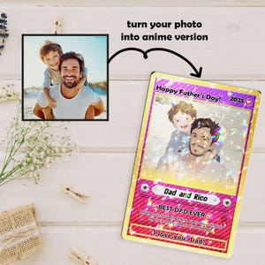 Carte personnalisée pour la fête des pères avec un dessin animé, cadeau pour papa, carte photo personnalisée avec un dessin animé, cadeau pour mari, cadeaux pour papa gamer offerts par des enfants
