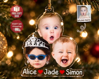 Personalized Baby Face Photo Ornament, Gift for Grandma, Grandma Ornament, Custom Baby Photo Acrylic Ornament, Mimi Christmas Gift