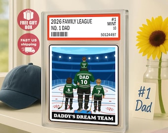 Personalized Hockey Dad Plaque, Graded Sports Card Display, Father's Day Gift for Grandpa, Custom Family Hockey Acrylic Block, Daddy Team