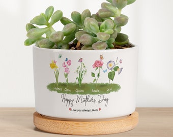 Grandma Gift, Personalized Flower Pot, Personalized Gifts for Mom, Grandmas Garden, Outdoor Flower Pot, Birth Flower Mom Gifts from Daughter