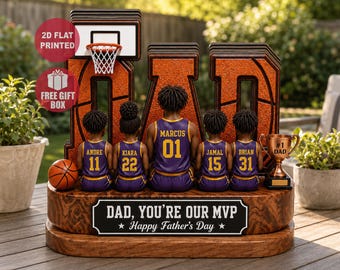 Personalized Basketball Dad Gift, Father’s Day Gift from Kids, Dad You’re Our MVP Plaque, Custom Jersey Names