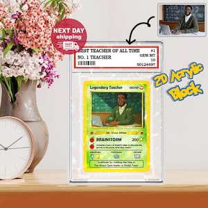 Cartão de professor personalizado de anime, cartão personalizado com nome de professor de Pokémon, presente de agradecimento a professores, holograma de acrílico com foto de professor de anime personalizado