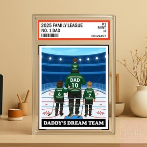 Plaque acrylique personnalisée « Hockey n° 1 », style carte à collectionner, papa, grand-père, homme et enfants, cadeau d'anniversaire, fête des pères, pour amateur de hockey