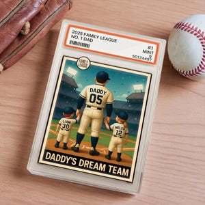 Placa acrílica personalizada para el Día del Padre: regalo ideal para papá. Exhibición deportiva personalizada para papá con niños. Recuerdo de béisbol.