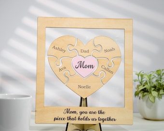 Custom Puzzle Piece Mom Sign, Mom You Are The Piece That Holds Us Together, Unique Mothers Day Gifts, Personalized Gift for Mom MS06