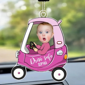 Décoration de voiture personnalisée avec photo, cintre pour voiture « Drive Safe Daddy », « Drive Safe Daddy », décoration de voiture, ornement de voiture, cadeaux pour papa, cadeau pour papa, « Drive Safe »