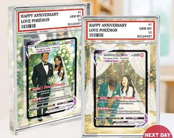 Personalized Poke Anniversary Card, Custom Photo Anime Wedding Card, Anniversary Gift, Gift for Him, Gift for Her, Custom Card for Couple