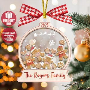 Personalized Gingerbread With Hat Family Christmas Ornament, Custom Family Ornament 2025, 4D Customized Cookie Ornament Gift for Christmas