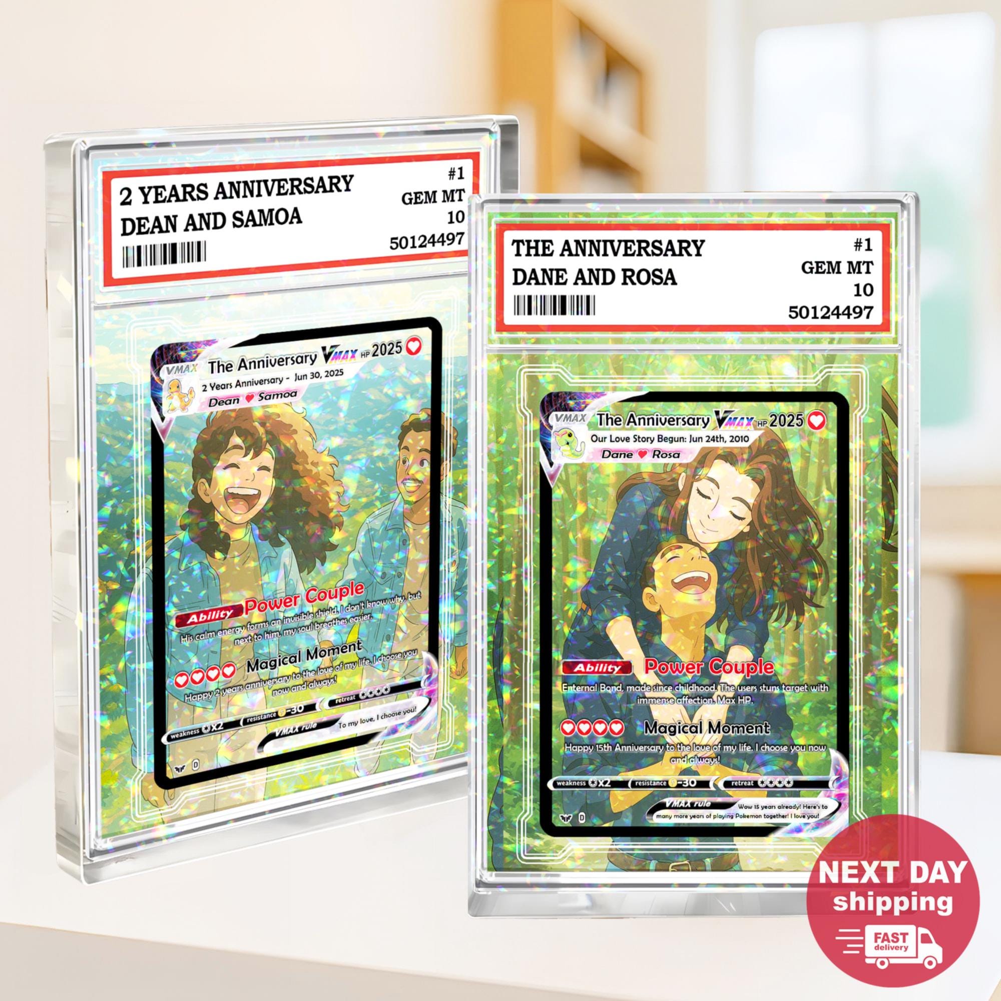 Personalized Pokemon Anniversary Card, Custom Anime Photo Acrylic Plaque, Anniversary GiftValentine's Day Gift, Gift for Him, Gift for Her