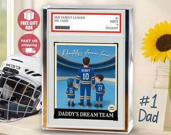 Hockey Dad Gift from Kids, Graded Sports Card Acrylic Plaque, Custom Father's Day Gift for Grandpa, Ice Hockey Desk Decor, #1 Dad