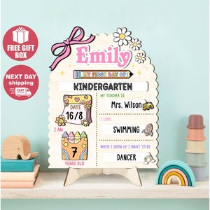 Personalized First Day School Sign, Back to School Sign, Custom First Day School Sign, Kindergarten 1st Day of School Sign Reusable