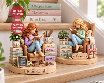 Custom Just a Girl Who Loves Books Wooden Block Sign, Book Lover Gift, Bookish Decor, Library Decor, Gift for Her