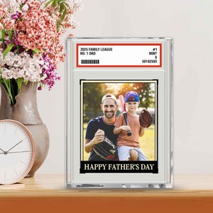 Custom Photo Gift for Dad, Baseball Dad Acrylic Block, , Fathers Day Gift, I Caught the Best Dad, Grandpa and Kids Trading Card Style