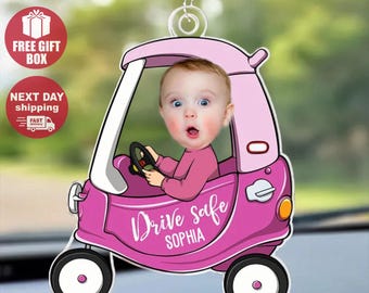 Custom Car Photo Ornament, Drive Safe Daddy Car Hanger, Drive Safe Daddy, Car Decor, Car Ornament, Daddy Gifts, Gift for Dad, Drive Safe