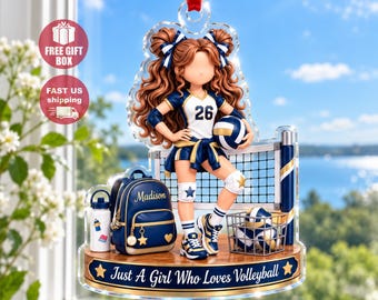 Personalized Volleyball Girl Ornament, Custom Name Volleyball Player Gift, Volleyball Team Christmas Ornament, Volleyball Lover Gift for her