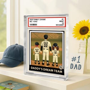 Personalizowany Baseball No.1 Tata Dziadek Mężczyzna i Dzieci, Karta Kolekcjonerska na Dzień Ojca, Personalizowany Tata Dream Team Akrylowa Tabliczka Blokowa