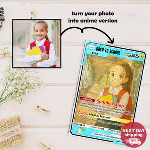 Carte de rentrée scolaire PKM personnalisée, cadeau étudiant style anime personnalisé, carte personnalisée pour enfants, carte de premier jour d'école, cadeau pour garçon et fille