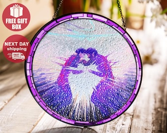 Glass Suncatcher Jayvik Arcane Stained, Viktor and Jayce Inspired Window Art, LOL Hanging Ornament, League of Legends Romantic Fan Gift