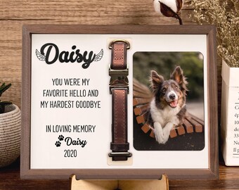 Personalized Pet Memorial Collar Sign, Wooden Dog Memorial Frame with Collar Holder, Pet Loss Keepsake, Sympathy Gift for Dog or Cat Loss