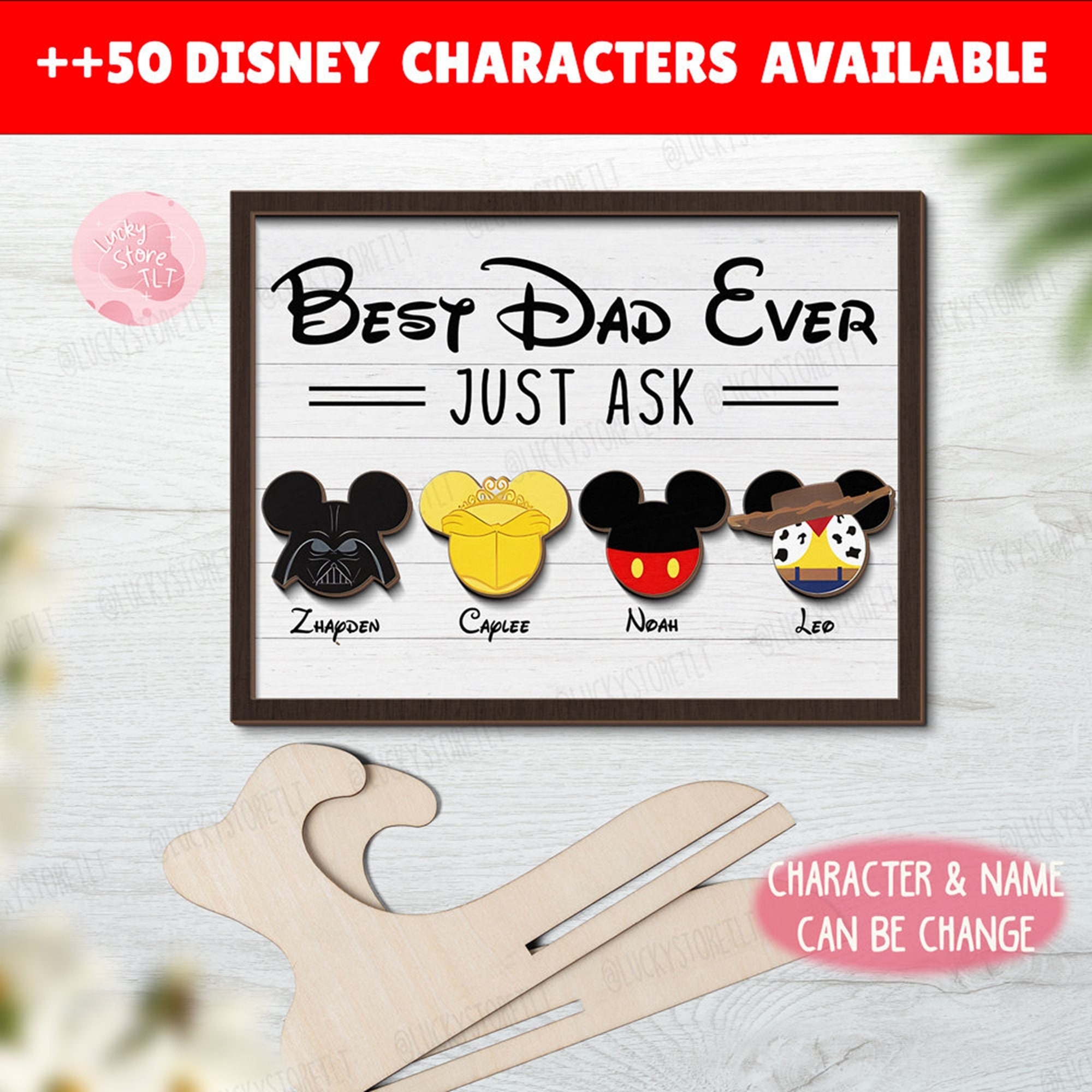 Personalized Disney Best Dad Granddad Ever Wooden Sign, Custom Disney ...