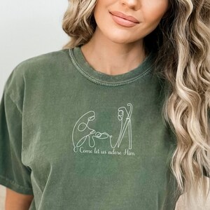T-shirt chrétien de Noël, chemise oversize crèche, chemise crèche de Noël, crèche histoire vraie, cadeaux religieux de Noël, minimaliste