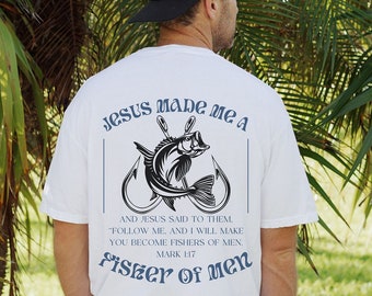 Christelijke shirts voor mannen Christelijke T-shirts Visser van mannen Christelijke T-shirts Cadeau voor mannen Christelijke geschenken Bijbelvers Shirt Papa geschenken Jezus