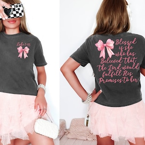 Christian Comfort Colors,Coquette Aesthetic,Blessed Tshirt,Christian Merch,Pink Coquette Bows Shirt,Girlie Girl,Comfort Colors Boxy Shirt,