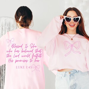 Christian Coquette crewneck sweatshirt,Pink bow sweatshirt,Teenage girl gifts,Bible verse sweatshirt,Coquette clothing,Balletcore sweatshirt