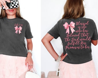 Christian Comfort Colors,Coquette Aesthetic,Blessed Tshirt,Christian Merch,Pink Coquette Bows Shirt,Girlie Girl,Comfort Colors Boxy Shirt,