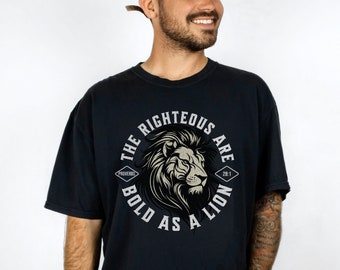 Men's Christian Shirts Comfort Colors,Bold As A Lion,Bible Verse Shirt,Jesus Apparel,Christian Apparel,Fathers Day Gift,Pastor GiftReligious