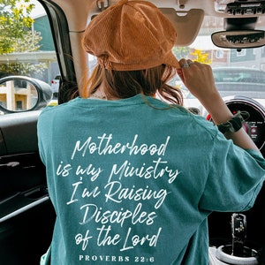 Christian T-Shirt oversized Comfort Colors Motherhood is My Ministry Christian Gifts for Her Religious Apparel Homeschool bible quote