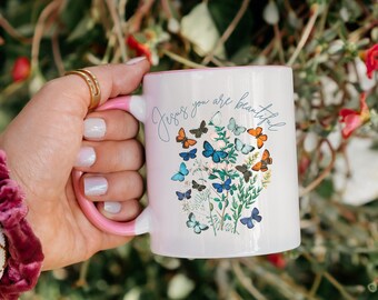 Christian Jesus Coffee Mug,Scripture Coffee Cup,Boho Faith Mug,Bible Verse Mug,Scripture Gift,Religious gift,Jesus You Are Beautiful 11OZ