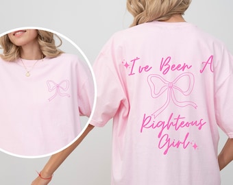 Christian Coquette shirt,Coquette Clothing,Teenage Girl Gifts,Pink Bows Shirt,Righteous girl,Balletcore,Soft girl era,Comfort Colors tshirt